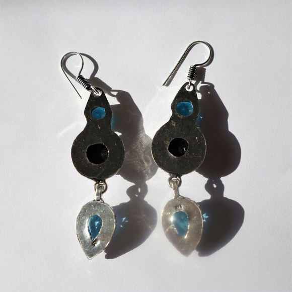 Titanium Druzy Blue Topaz & .925 Silver Earrings - Picture 4 of 4